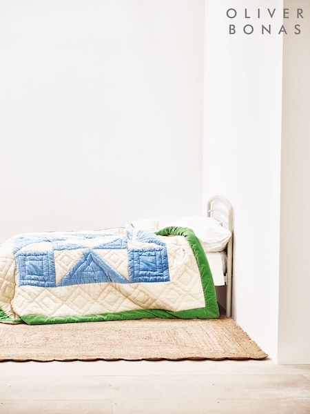 Oliver Bonas Blue Star Cotton Patchwork Bedspread (AJ6310) | £165