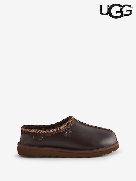 UGG Brown Leather Tasman Slippers (AJ6389) | £120