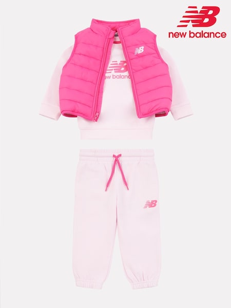 New Balance Red Baby Girls Sweatshirt Joggers & Gilet Set (AJ6428) | £80