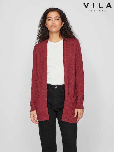 VILA Burgundy Long Sleeve Lightweight Knit Cardigan (AJ6466) | £34