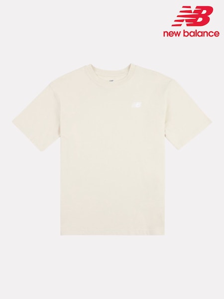 New Balance Off White Kids Jersey Small Logo 100% Cotton T-Shirt (AJ6513) | £20 - £24