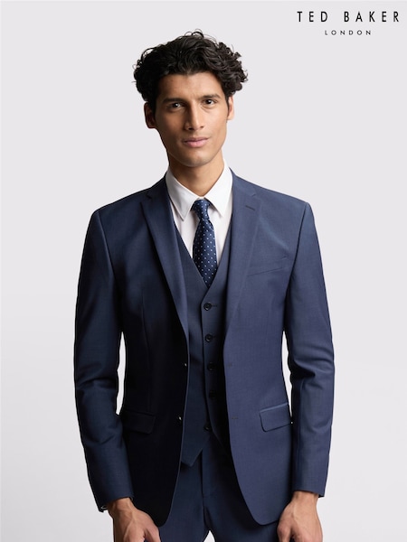 Ted Baker Tailoring Premium Blue Panama Slim Suit Jacket (AJ6547) | £219