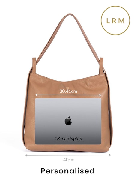 LRM Goods Personalised Leather 2 in 1 Black Backpack and Tote Bag (AJ6576) | £160