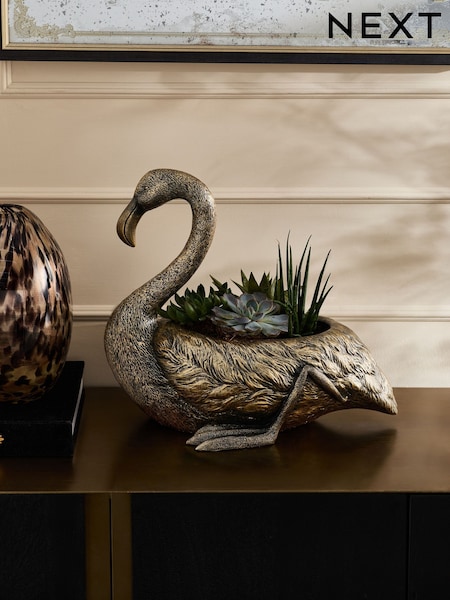 Bronze Effect Large Flamingo Planter (AJ6640) | £65