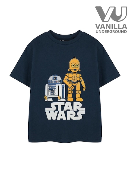 Vanilla Underground Blue Boys Star Wars R2-D2 and C-3PO Licensed 100% Cotton T-Shirt (AJ6704) | £14