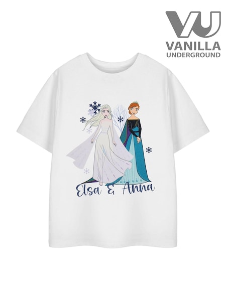 Vanilla Underground White Girls Disney Frozen Licensed 100% Cotton T-Shirt (AJ6705) | £14