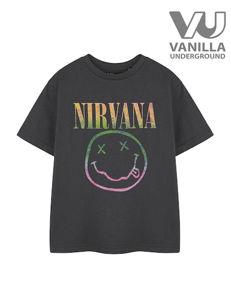 Vanilla Underground Grey Kids Nirvana Licensed 100% Cotton T-Shirt (AJ6721) | £14