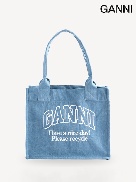GANNI Blue Large Easy Shopper Denim Bag (AJ6735) | £145
