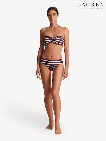 Lauren Ralph Lauren Burgundy Red Lago Stripe Ring Bandeau Bra (AJ6769) | £109