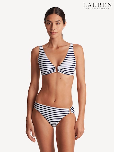 Lauren Ralph Lauren Luxe Stripe Ring Front Bikini Top (AJ6772) | £109