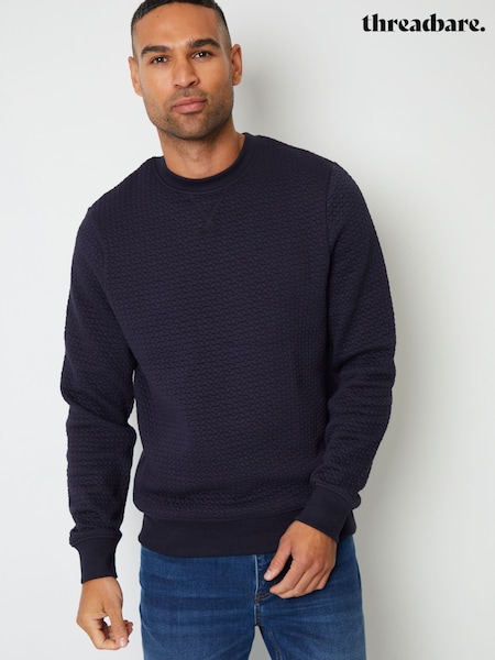 Threadbare Blue Jacquard Textured Crew Neck Sweatshirt (AJ6790) | £24