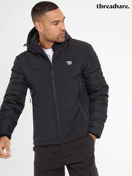 Threadbare Black Hooded Lightweight Zip Up Jacket (AJ6840) | £50