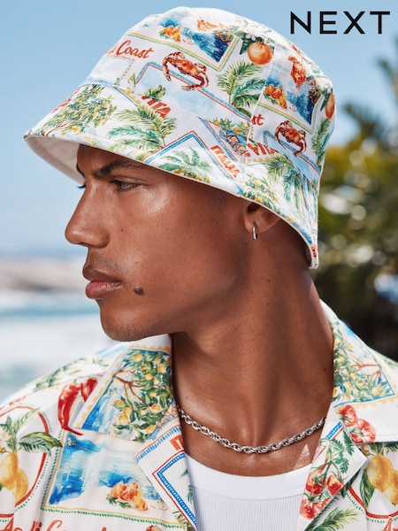 Multi Reversible Vacation Print 100% Cotton Bucket Hat (AJ7038) | £14