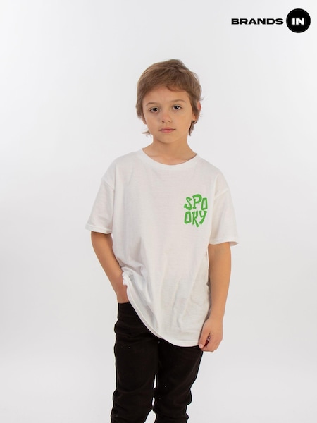 Brands In White Boys Disney Mickey Mouse Halloween Spooky Dripping 100% Cotton T-Shirt (AJ7461) | £24
