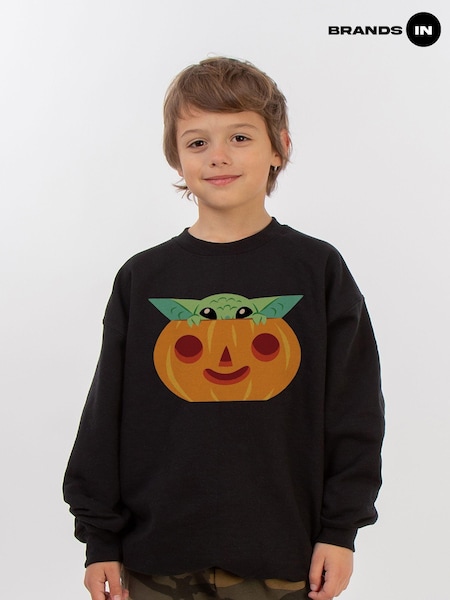 Brands In Black Boys Halloween Star Wars Grogu Halloween Pumpkin Sweatshirt (AJ7462) | £25