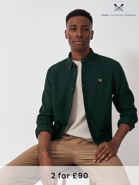 Crew Clothing Green 100% Cotton Flannel Shirt (AJ7530) | £65