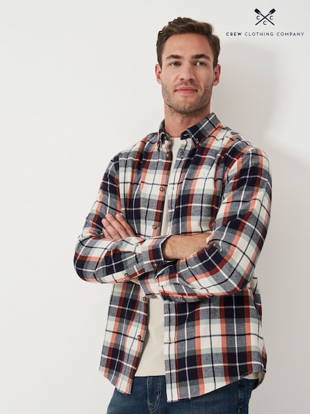 Crew Clothing Red 100% Cotton Multicheck Brushed Twill Shirt (AJ7532) | £65
