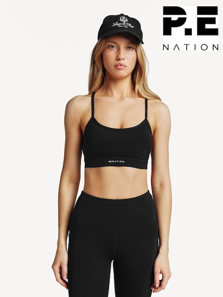 P.E Nation Black Signature Sports Bra (AJ7629) | £45