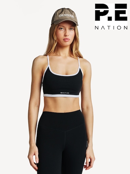 P.E Nation Black/White Fundamental Sports Bra (AJ7635) | £45