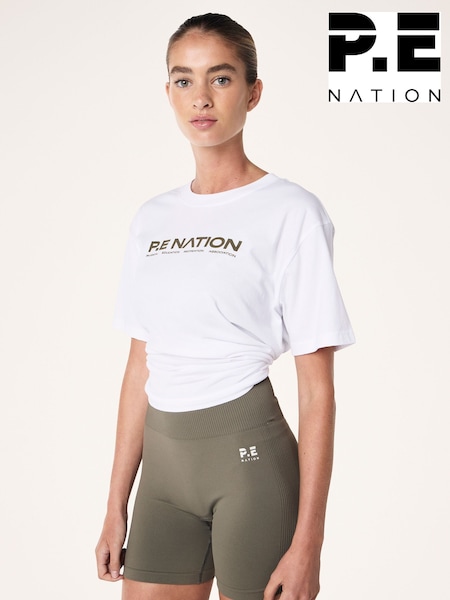 P.E Nation Khaki/White T-Shirt (AJ7723) | £45