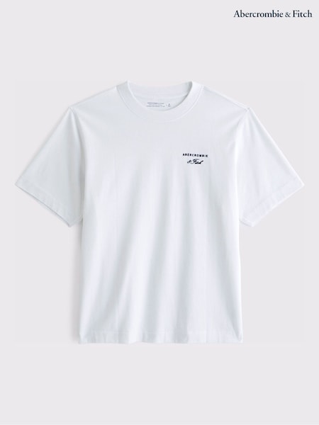 White - Regular Abercrombie & Fitch Script Graphic Back Print T-shirt
