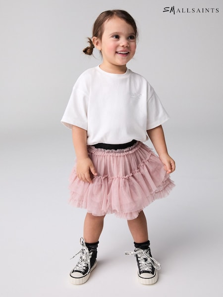 smALLSAINTS Pink Younger Girls Jen Tulle Asymmetric Mesh Skirt (AJ7840) | £26 - £28