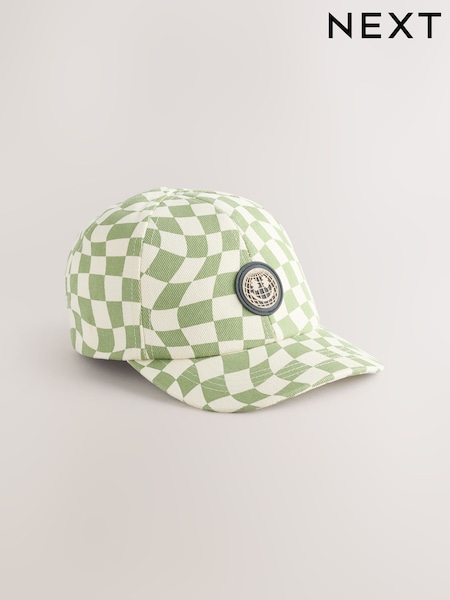 Green Check Baseball 100% Cotton Cap (3mths-10yrs) (AJ7887) | £8 - £10