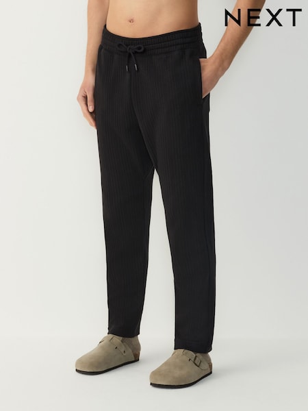 Black Textured Straight Leg Joggers (AJ8122) | £32