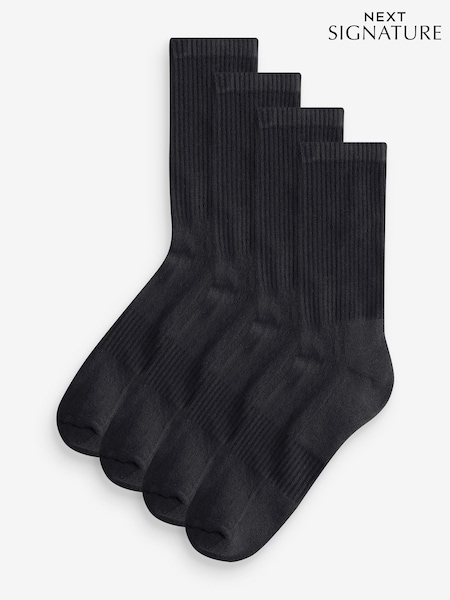 Black Signature Modal Cushioned Sports Socks 4 Pack (AJ8184) | £16
