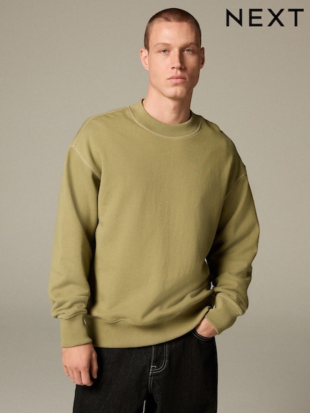 Green Crew Sweatshirt Super Heavyweight 100% Cotton Sweatshirt (AJ8228) | £32
