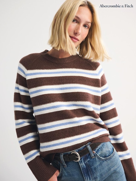 Brown - Abercrombie & Fitch Madeline Stripe Long Sleeve Knit Jumper