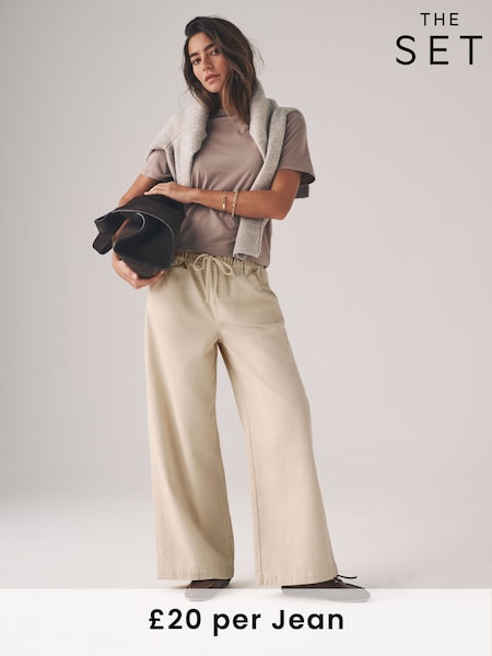 The Set Ecru/Washed Grey 2 Pack Pull On Wide Leg Jeans (AJ8324) | £40