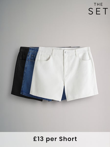 The Set Mid Blue/Ecru/Black 3 Pack Denim Shorts (AJ8326) | £39