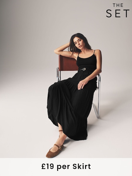The Set Black/Clay 2 Pack Crinkle Viscose Skirts (AJ8337) | £38