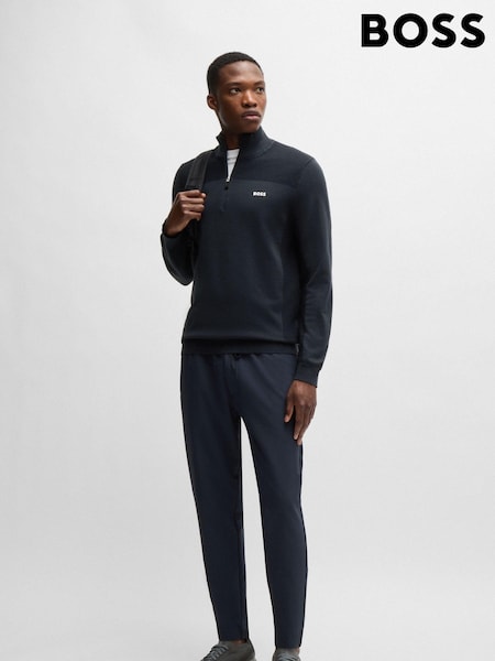 BOSS Blue Quarter Zip Dry-Flex Fabric Sweater (AJ8542) | £179