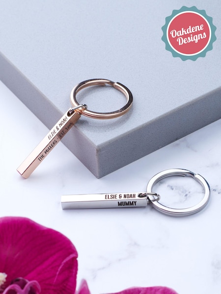Personalised Family Metal Bar Keyring by Oakdene (AJ8849) | £12