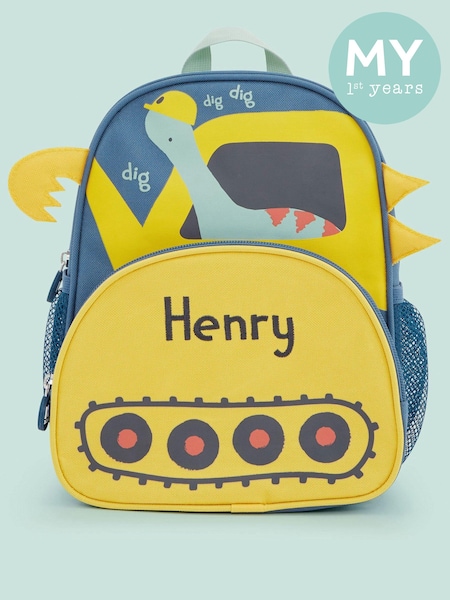 Personalised Dino Print Digger Mini Character Backpack By My 1st Years (AJ8906) | £30