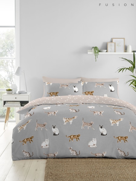 Fusion Grey Cats Easycare Duvet Cover Set (AJ9318) | £20 - £35