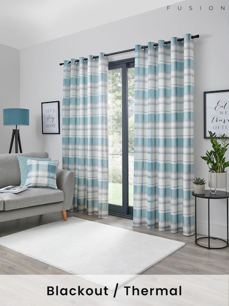 Fusion Duck Egg Dijon Blackout and Thermal Insulated 100% Cotton Room Darkening Curtains (AJ9323) | £30 - £80