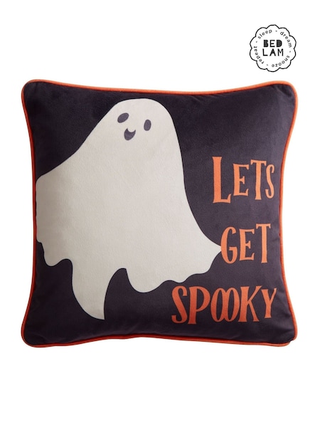 Bedlam Grey Spooky Ghosts Velvet Filled Cushion (AJ9324) | £16