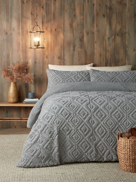 Fusion Grey Romo Fleece and Sherpa Duvet Cover Set (AJ9331) | £30 - £55
