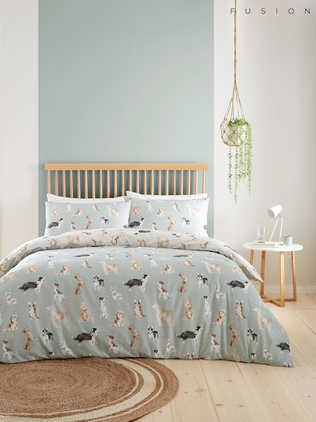 Fusion Duck Egg Cute Dogs Easycare Duvet Cover Set (AJ9344) | £20 - £35