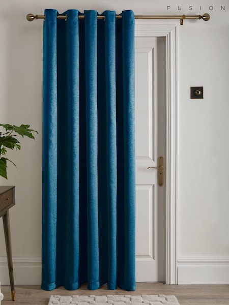 Fusion Teal Strata Room Darkening Woven Eyelet Single Door Curtains (AJ9354) | £25