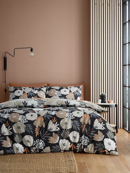 Fusion Black Yasmin Easycare Duvet Cover Set (AJ9360) | £20 - £35