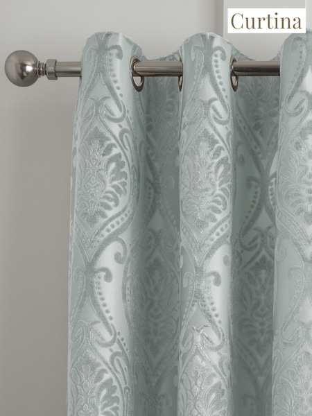 Curtina Duck Egg Chateau Jacquard Pair of Eyelet Curtains (AJ9383) | £68 - £135