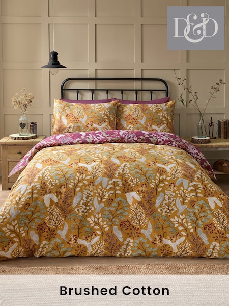 Dreams & Drapes Gold Enchanted 100% Cotton Duvet Cover Set (AJ9395) | £25 - £50
