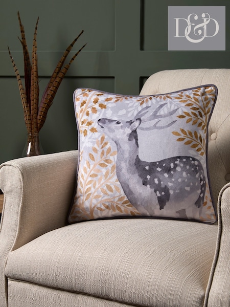 Dreams & Drapes Grey Forest Animals Velvet Filled Cushion (AJ9401) | £16
