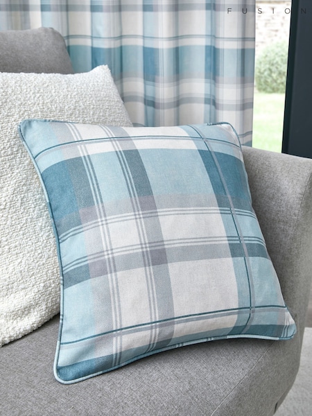 Fusion Duck Egg Balmoral Check 100% Cotton Filled Cushion (AJ9409) | £16