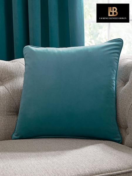 Laurence Llewelyn-Bowen Teal Montrose Velvet Filled Cushion (AJ9413) | £16