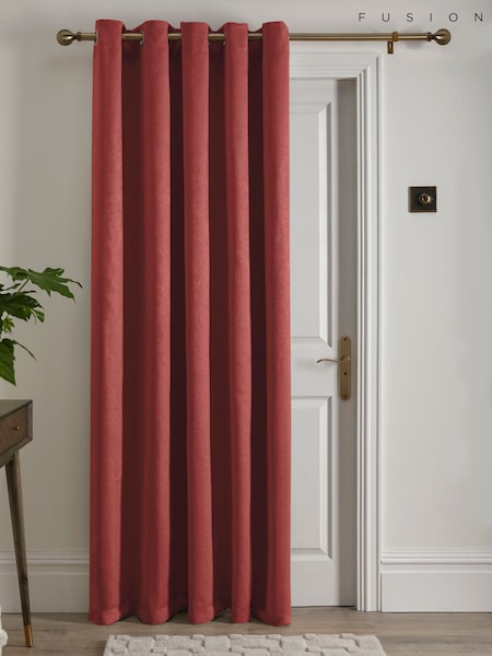 Fusion Terracotta Strata Room Darkening Woven Eyelet Single Door Curtains (AJ9420) | £25